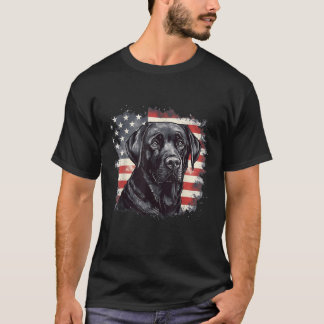 T-shirt Propriétaire du labo drapeau américain Black Labra