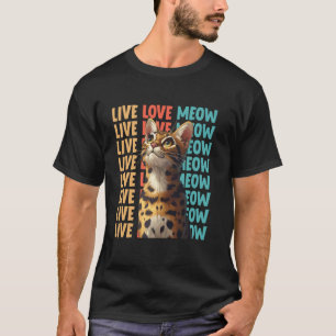 T-shirt Propriétaires de chat Bengal LIVE LOVE MEOW Drôle