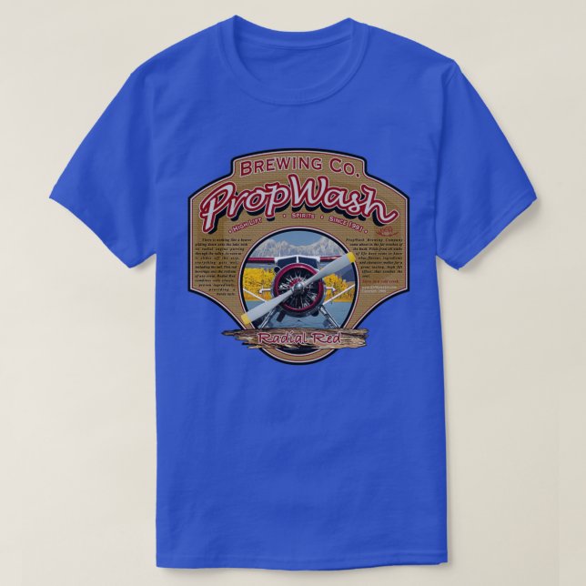 T-shirt PropWash Brewing Co Hydravion Radial Red DHC2 Beav (Design devant)
