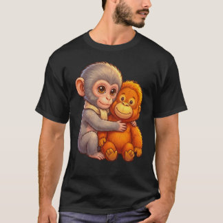 T-shirt Protect Baby Monkey Punch Baby Macaque Hugging