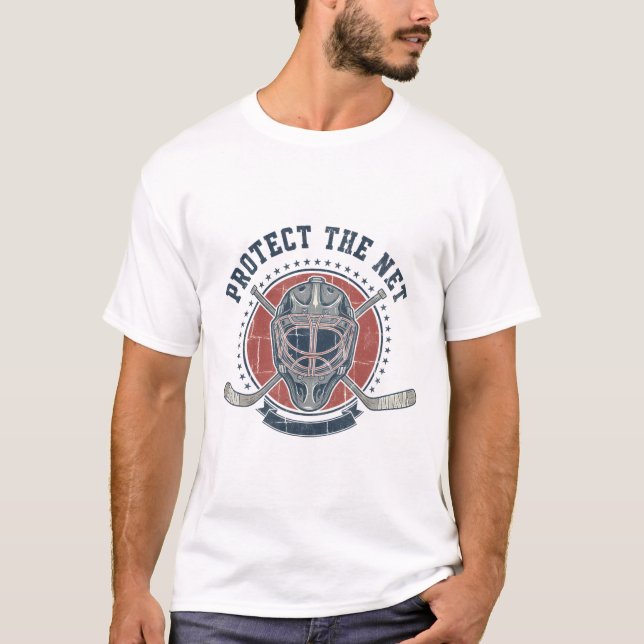 T-shirt Protect The Net Hockey Lover Puck Design  (Devant)