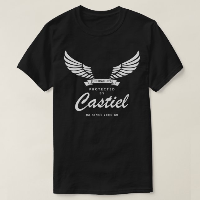 T-shirt Protégé Par Castiel Supernatural  (Design devant)