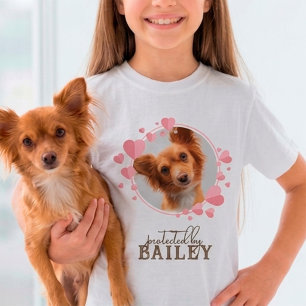 T-shirt Protégé par Chien Photo de Compagnie Personnalisée