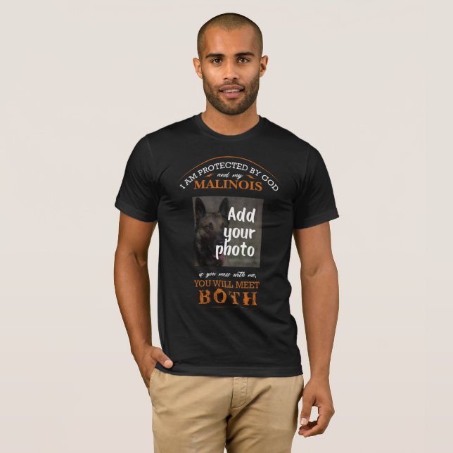T-shirt Protégé par le Belge Malinois-- Ajoutez votre (Devant entier)