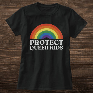 T-shirt Protéger les enfants Queer Rainbow Pride, énoncé
