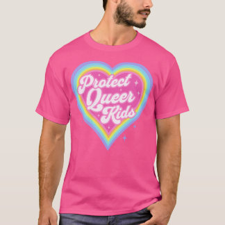 T-shirt Protéger les enfants Queer Retro Rainbow Heart LGB