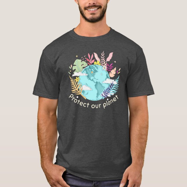 T-shirt Protéger notre planète - Jour des terres (texture  (Devant)