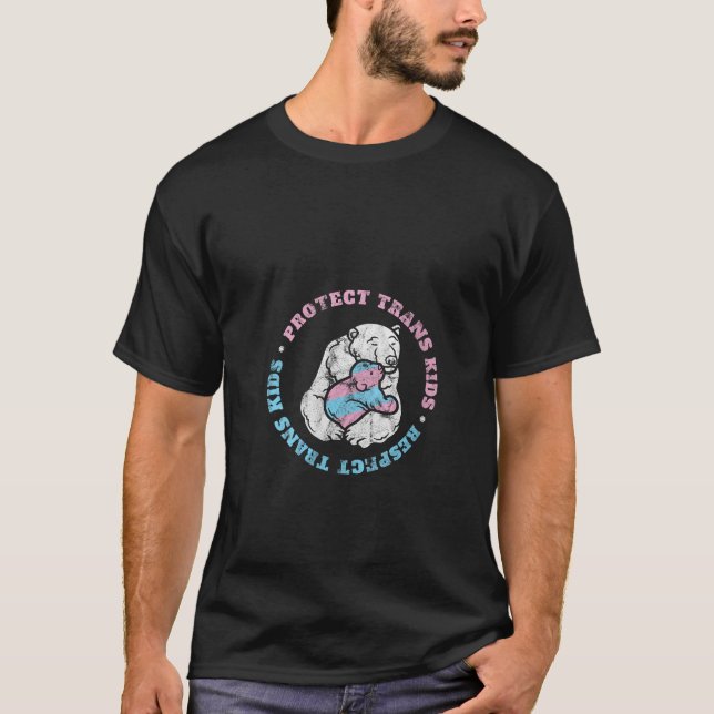 T-shirt Protéger Trans Kids Mama Bear Papa Bear Ally Trans (Devant)