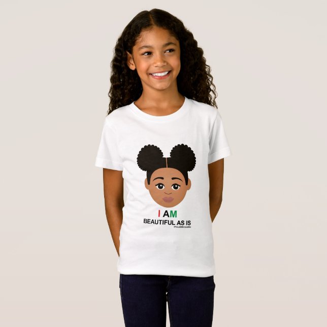 T-Shirt #Proud2BNaturalMe #BeautifulAsIs CaramelComplexion (Devant entier)