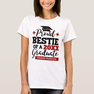 T-shirt Proud Bestie d'un 2022 diplômé noir rouge de goût