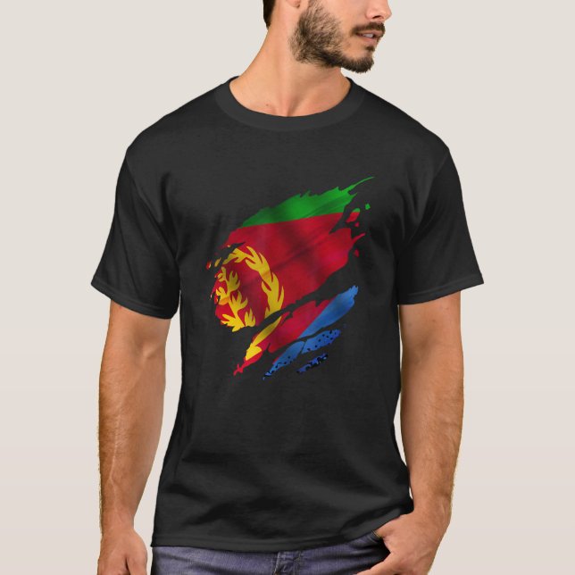 T-shirt Proud Eritrean Root Torn Ripped Eritrea Flag (Devant)