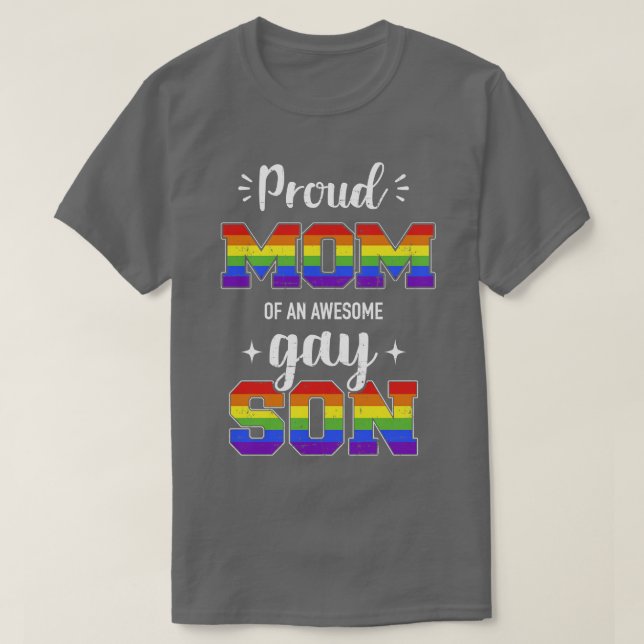T-shirt Proud mama of awesome gay son rainbow pride month  (Design devant)