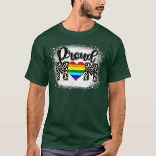 T-shirt Proud Mom Heart Leopard LGBT Gay Pride Support LGB