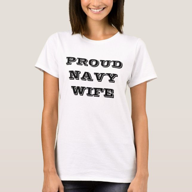T - Shirt Proud Navy Ehefrau (Vorderseite)