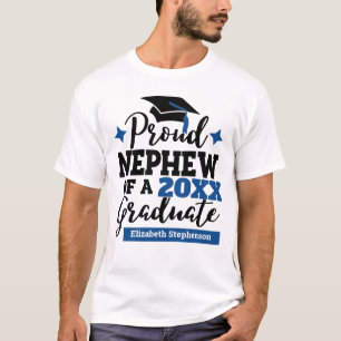 T-shirt Proud neveu 2022 diplômé noir bleu nom
