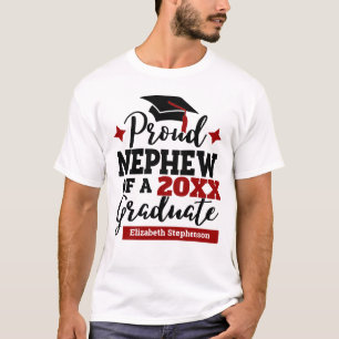 T-shirt Proud neveu 2022 diplômé noir rouge nom