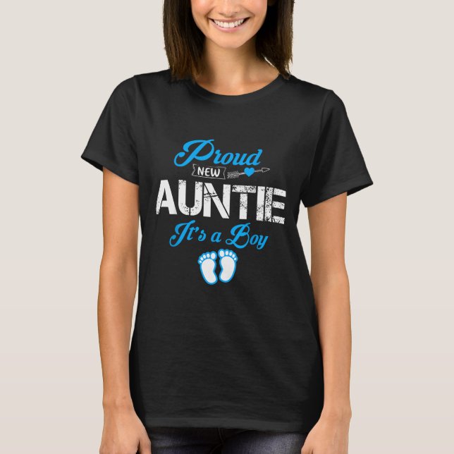 T-shirt Proud New Auntie It's A Boy Gender Reveal Funny Fa (Devant)