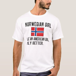 T-shirt Proud Norwegian Girl Norway Flag Norwegian Roots