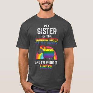 T-shirt Proud of My Sister Rainbow Sheep Gay Pride Ally LG