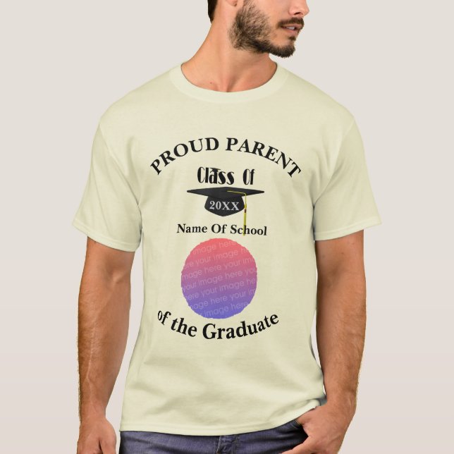 T-shirt Proud Parent Graduation Cap Personalized Photo    (Devant)