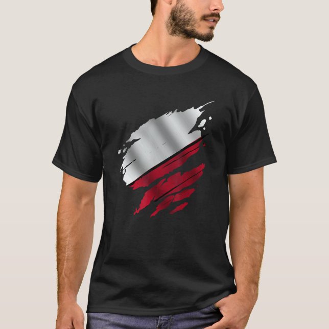 T-shirt Proud Polish Ripped Poland Flag (Devant)