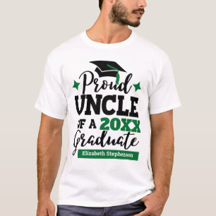 T-shirt Proud Uncle 2022 diplômé noir vert nom de goût