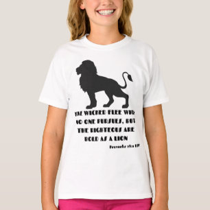 T-shirt Proverbes 28:1 Bible Verse Citation KJV fille