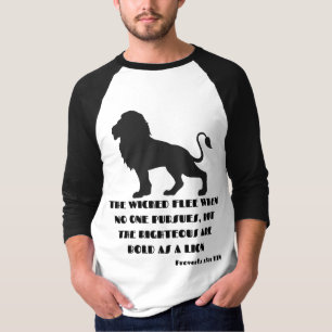 T-shirt Proverbes 28:1 Bible Verse Citation KJV Hommes 3/4