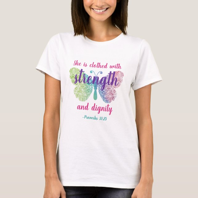 T-shirt Proverbes 31:25 habillés de force (Devant)