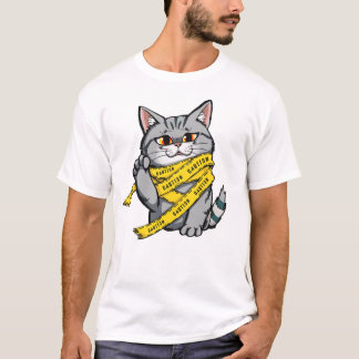 T-shirt Prudence Tape Chat - Drôle Gris Tabby