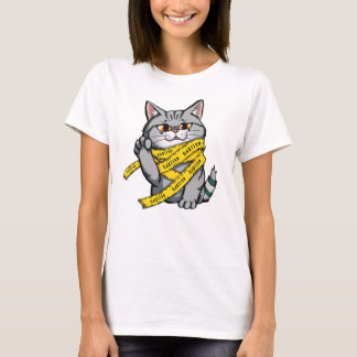 T-shirt Prudence Tape Chat - Drôle Gris Tabby