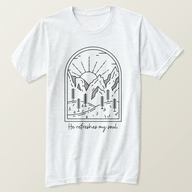 T-shirt Psaume 23 3 Rafraîchit Soul Bible chrétienne Verse (Design devant)