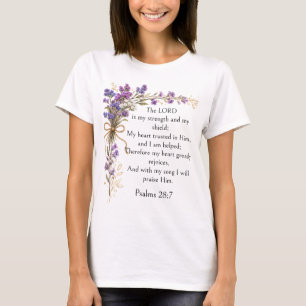 T-shirt Psaume 28:7 Verset Biblique, Art Floral Lavande Vi