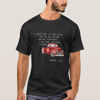 T-shirt Psaume 91:12 Vintage Camion Rouge Bible Verse Lord