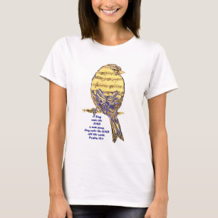 T-shirt Psaume 96:1 Chanter au Seigneur Psalm Chant Oiseau