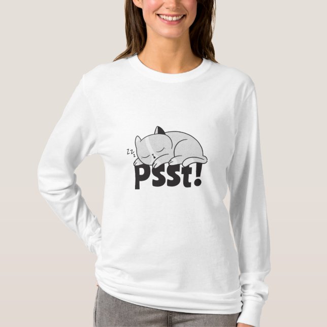 T-shirt Psst Lazy chat dort (Devant)