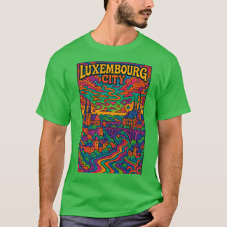 T-shirt Psychedelic Cityscape of Luembourg City Colorful R