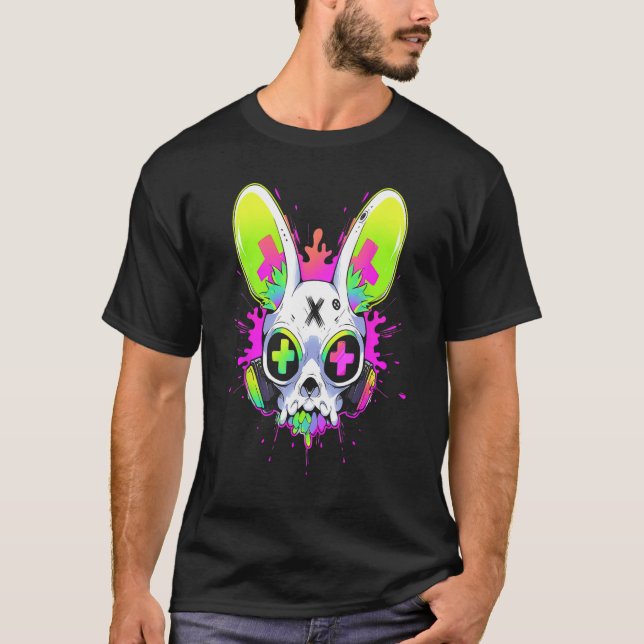 T-shirt Psychedelic Techno Rabbit Rave EDM Punk Grunge Aes (Devant)