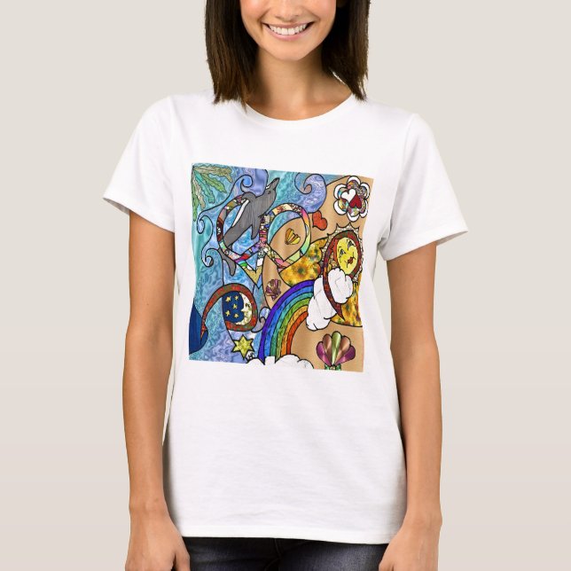 T-shirt Psychédélique des années 60 rétro à la plage Vêtem (Devant)