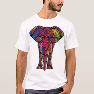 T-shirt psychédélique indou coloré d'éléphant