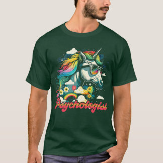 T-shirt Psychologue de l'Unicorne arc-en-ciel