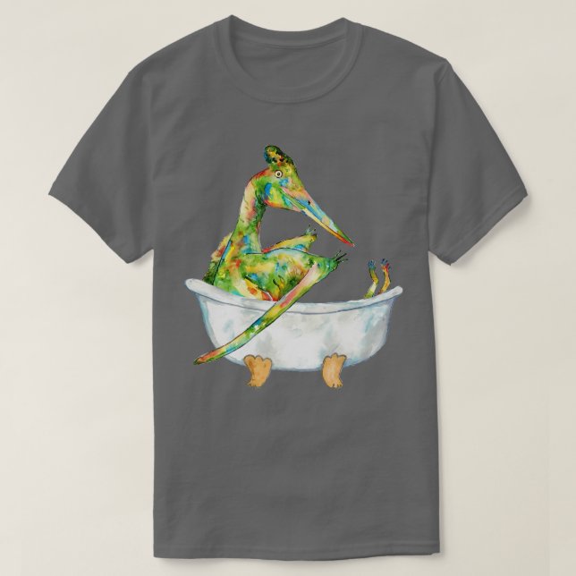 T-shirt Ptérodactyle prenant bain peinture dinosaure (Design devant)