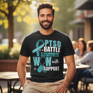 T-shirt PTSD Soutien Ruban Teal Dog Tags