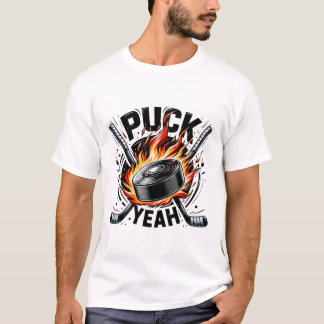 T-shirt Puck ouais drôle de papa hockey maman joueurs de h