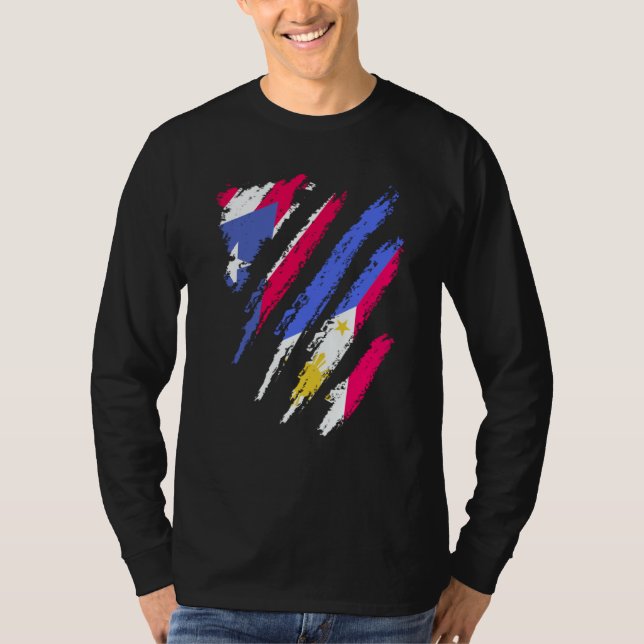 T-shirt Puerto Rico Flag Philippines Grown Patriot Country (Devant)
