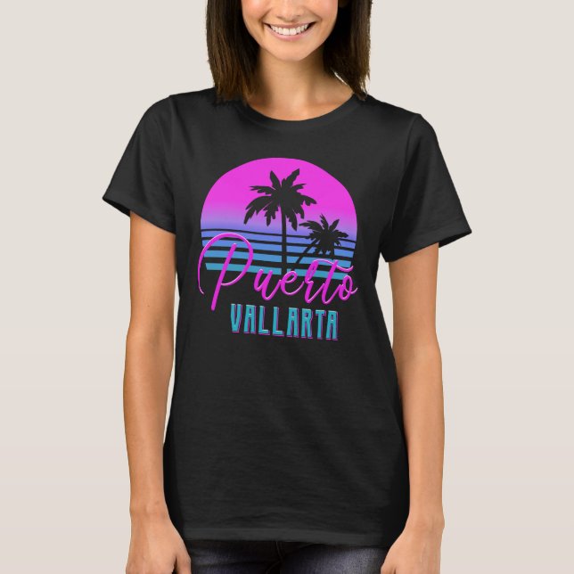 T-shirt Puerto Vallarta, quartier rétro des années 80 (Devant)