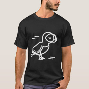T-shirt Puffin Bird Animal Badge Line Plan