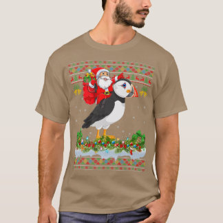 T-shirt Puffin Bird Xmas Pajama Ugly Santa Riding Puffin C