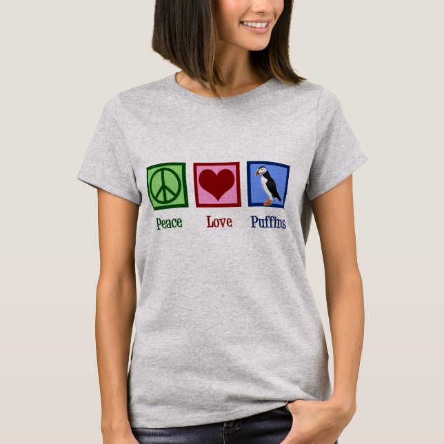 T-shirt Puffins Peace Love (Devant)