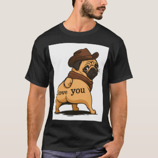 T-shirt Pug Amour Cowboy
